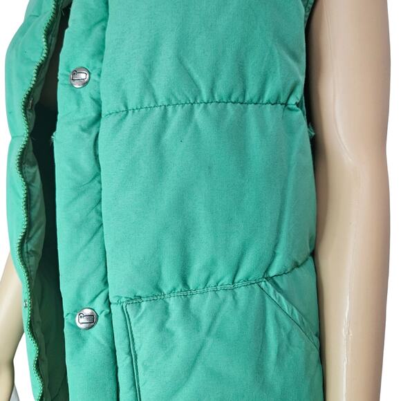 1980s Woolrich Insulated Kelly Green Yellow Goose Down Puffer Vest Size Medium - Picture 4 of 12